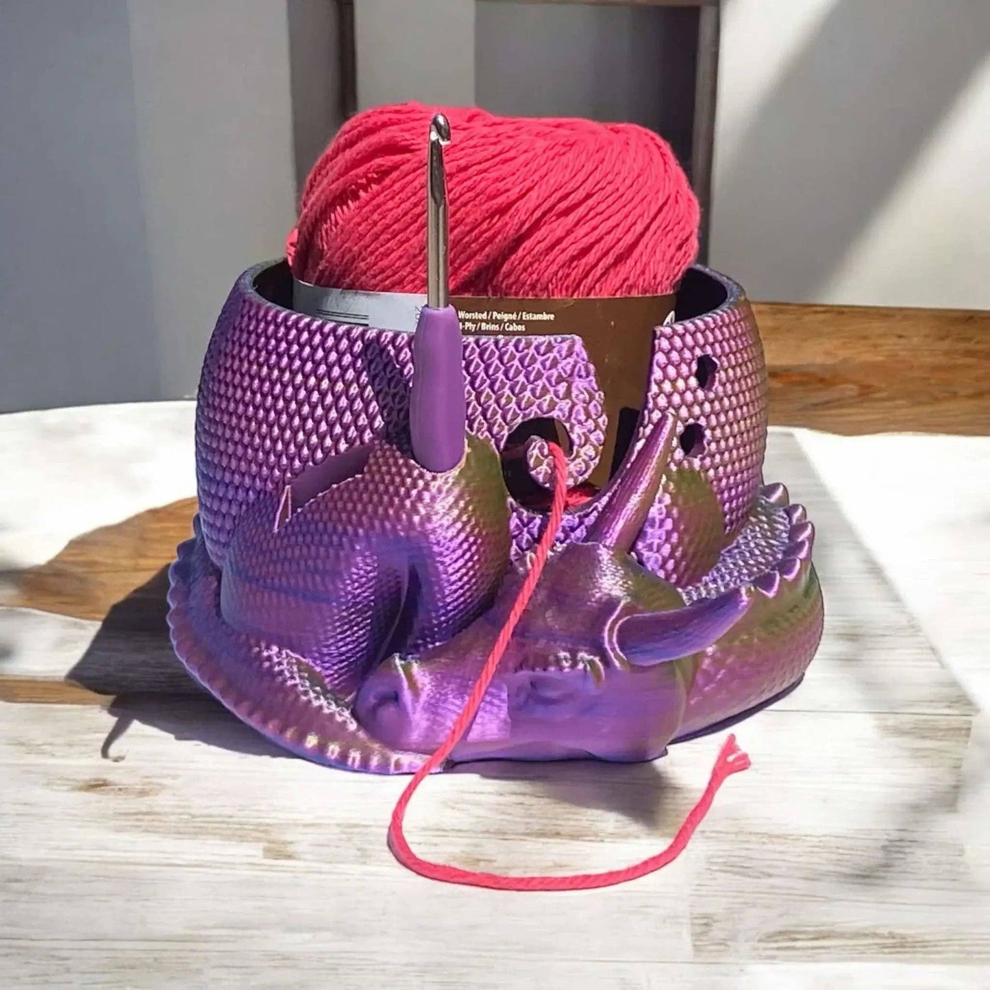 Enchanted Dragon Yarn Bowl with Convenient Tool Holes - 3D Printed Design