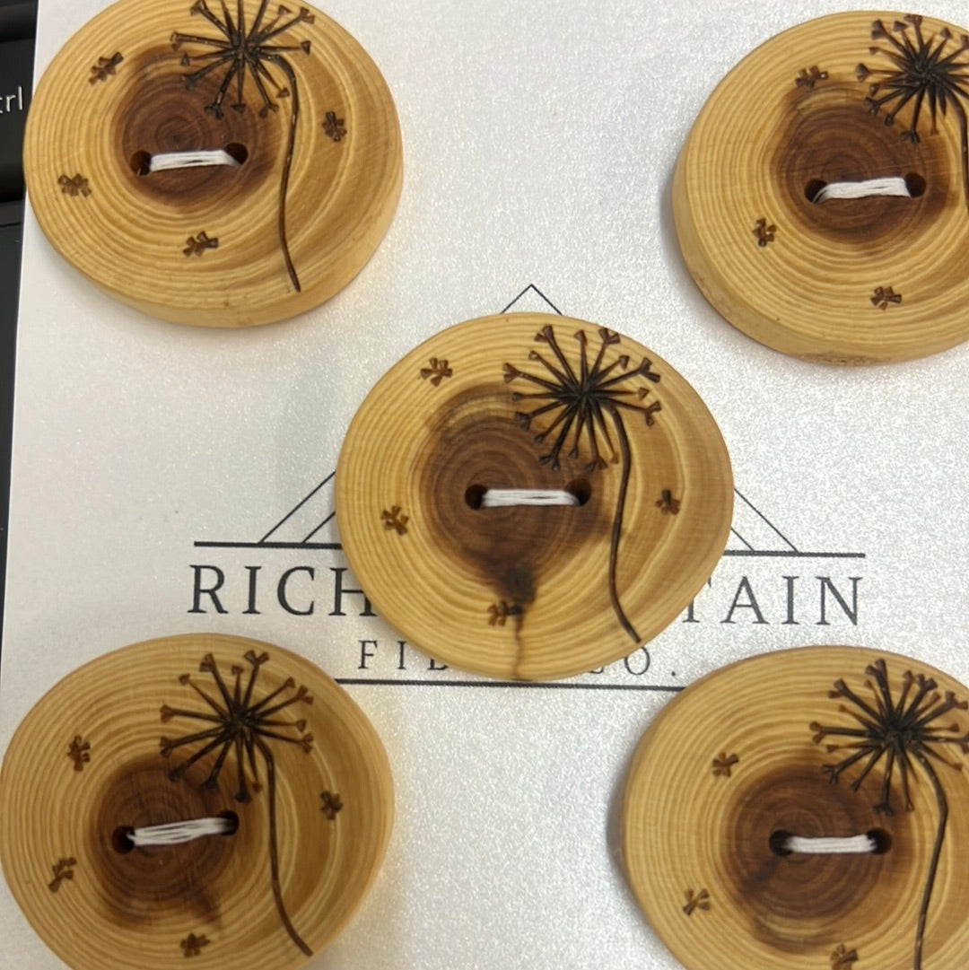 Dandelion Buttons Wood qty 5 – Rich Mountain Fiber Co