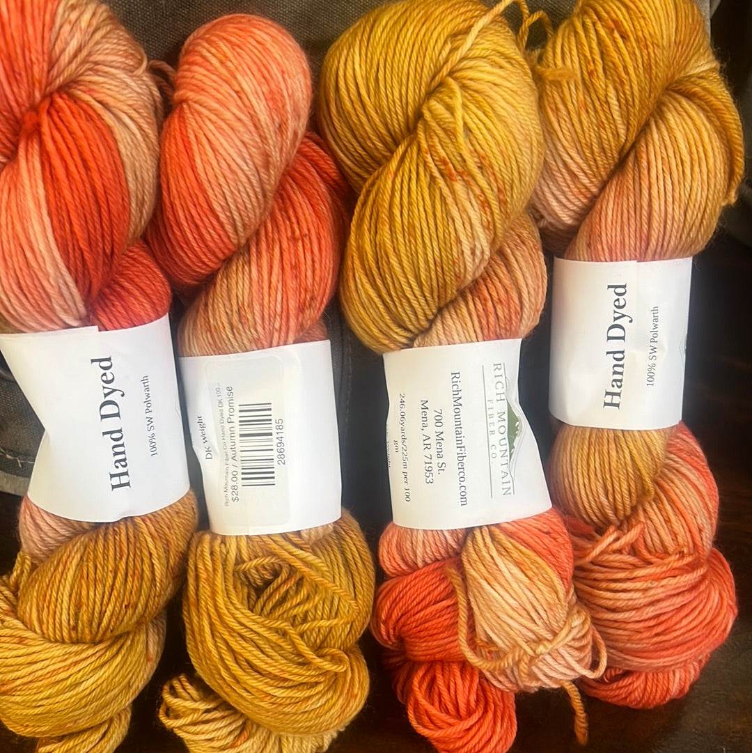 Rich Mountain Fiber Co Hand Dyed DK 100% Polwarth