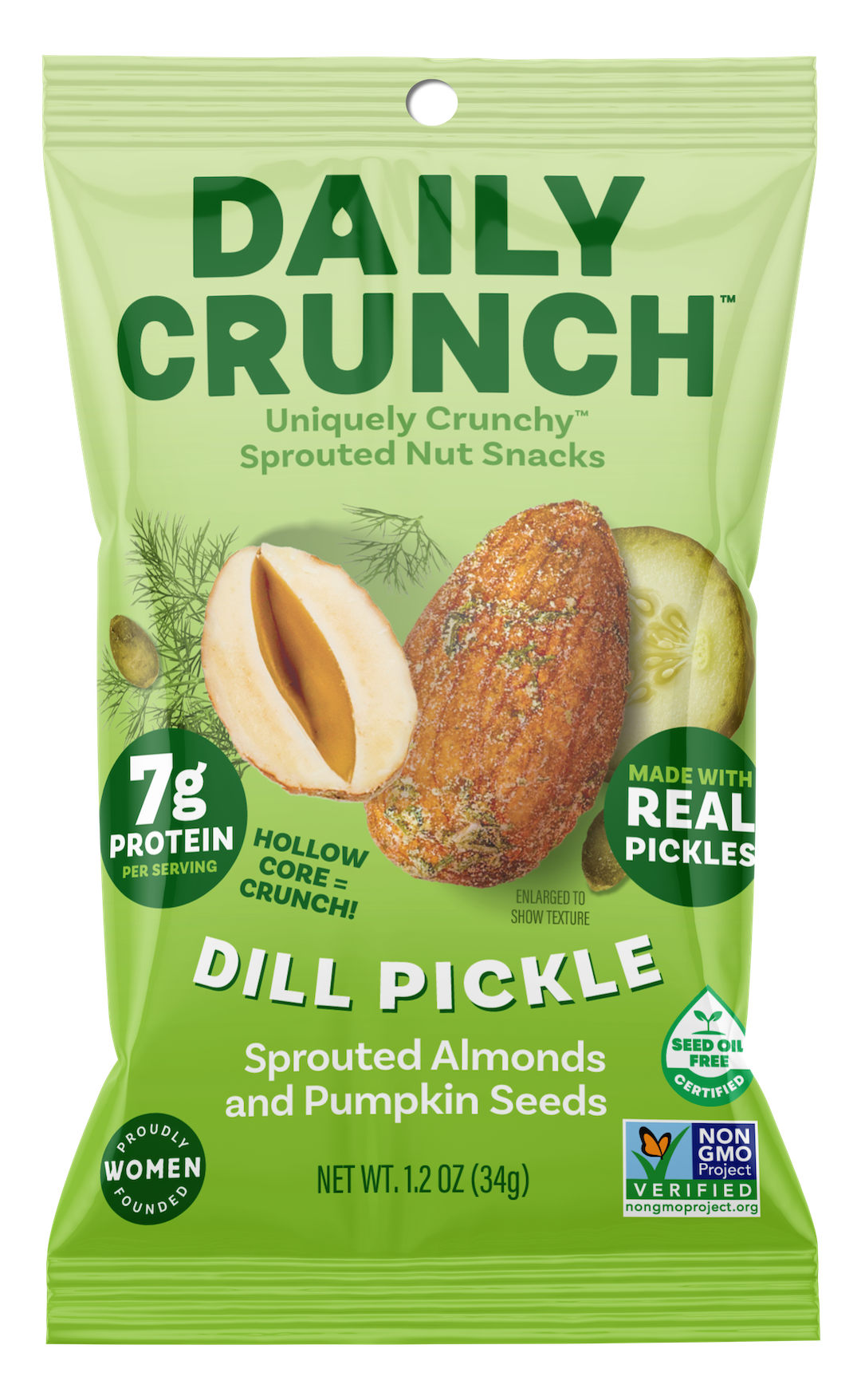 Daily Crunch Dill Pickle Sprouted Almonds | Single Serve Bag