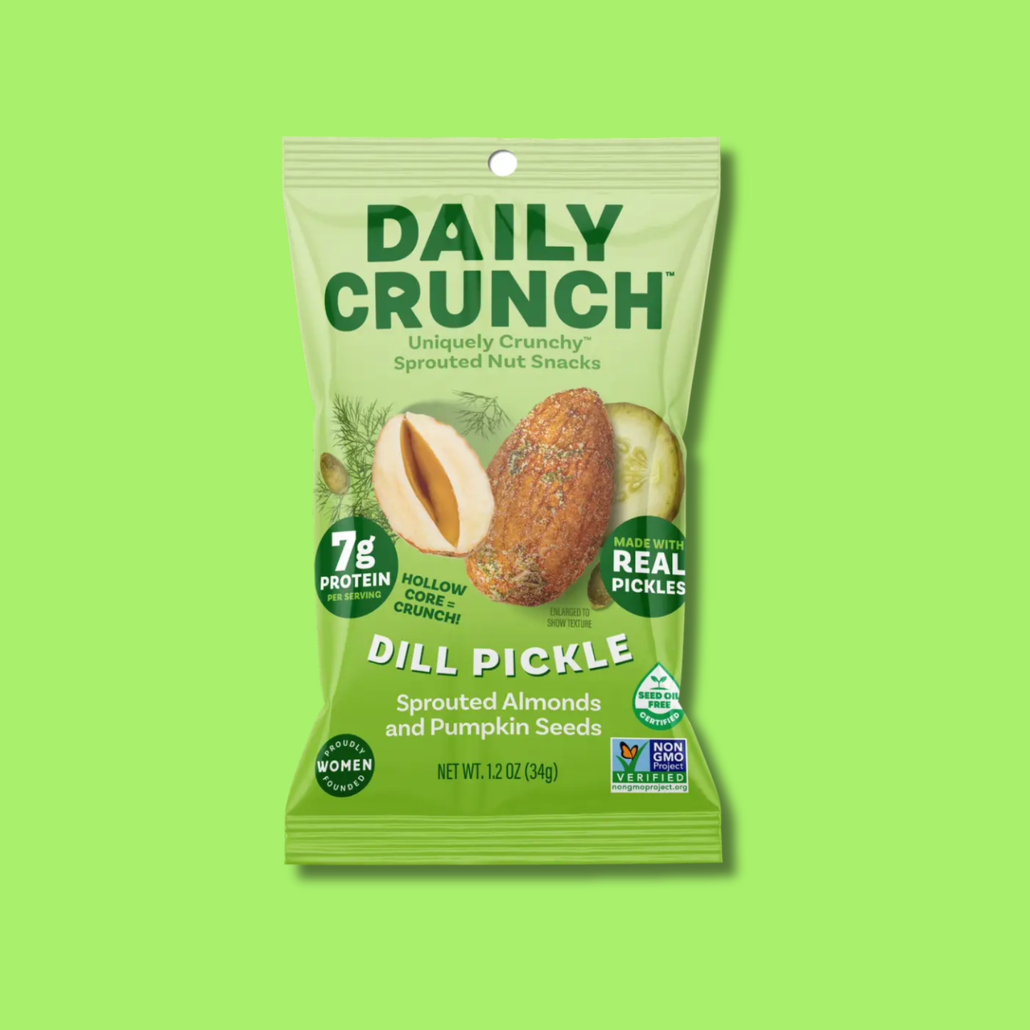 Daily Crunch Dill Pickle Sprouted Almonds | Single Serve Bag