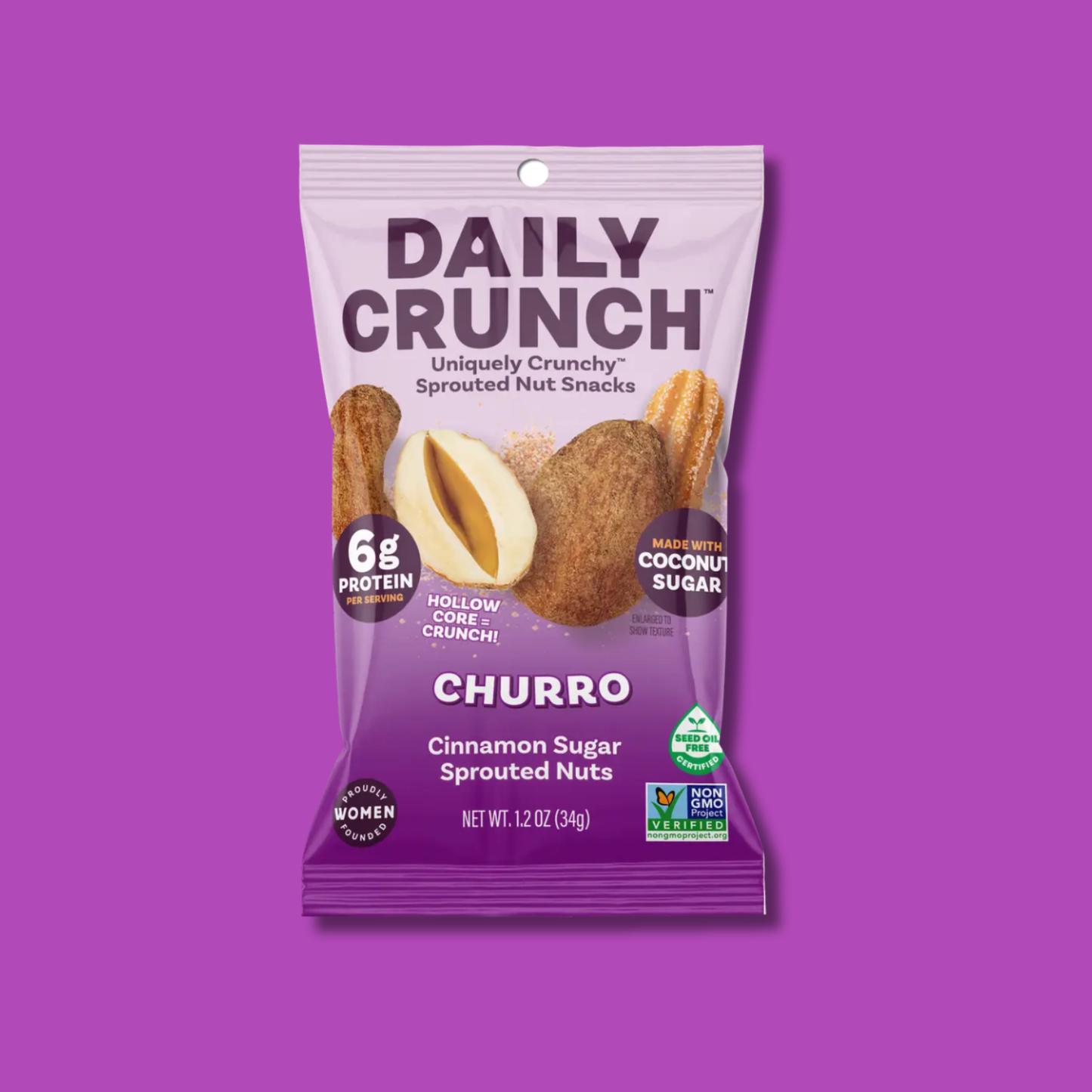Daily Crunch Churro Sprouted Nuts | Single Serve Snack Bags