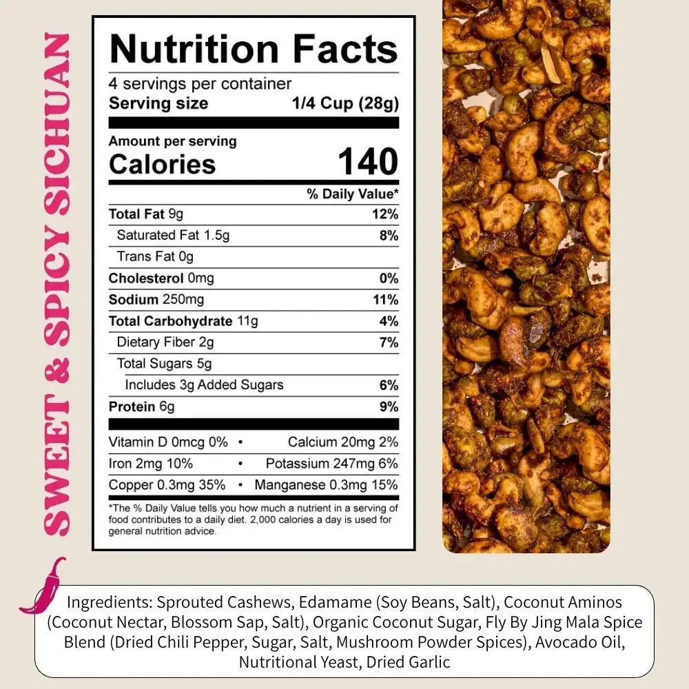 Daily Crunch Sweet & Spicy Sichuan Cashew | Resealable Snack