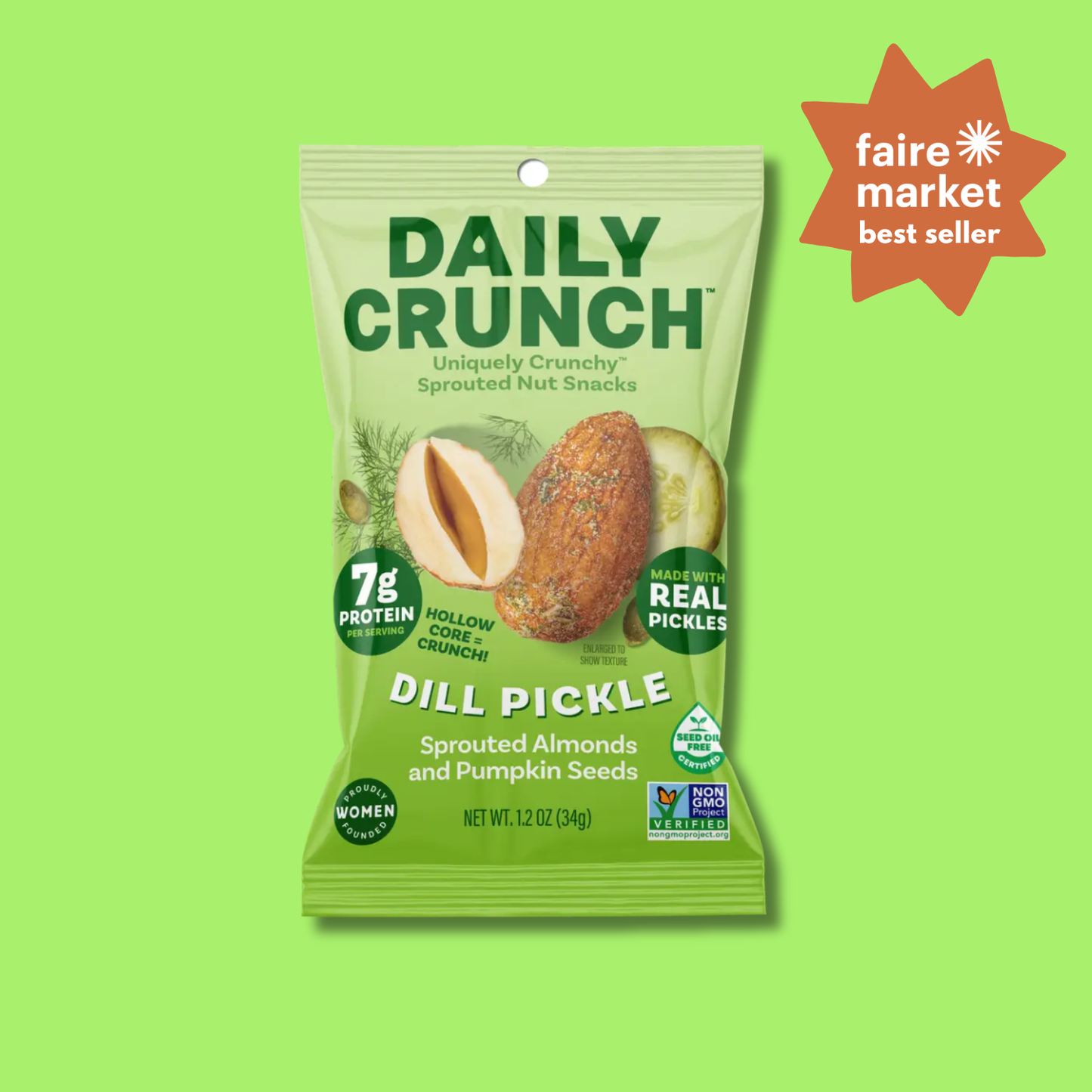 Daily Crunch Dill Pickle Sprouted Almonds | Single Serve Bag