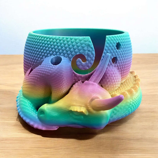 Enchanted Dragon Yarn Bowl with Convenient Tool Holes - 3D Printed Design