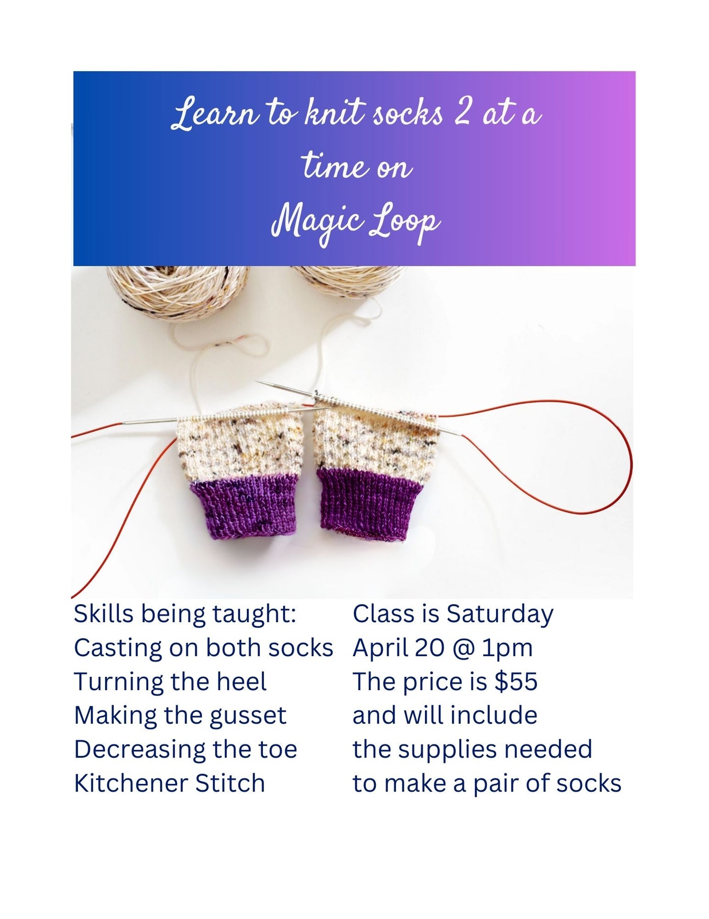 Learn to knit 2 socks at a time on magic loop