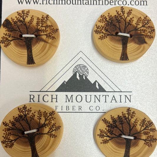 Tree Wooden Button qty 4