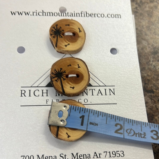 Dandelion Wood Burned Button